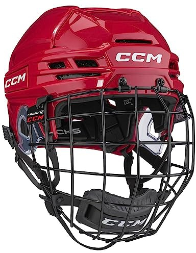 CCM Tacks 720 Eishockeyhelm mit Käfig Visier, Senior (Rot, M)