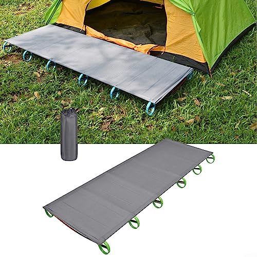 ZYWUOY Lit de Camping Portable, lit de Camping ultraléger Pliant Simple, lit de, lit de Tente, Cadre en Alliage d'aluminium avec Sac de Transport pour la randonnée, la pêche, Vert