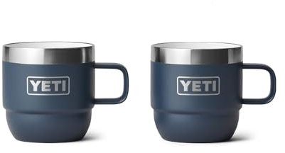 YETI Rambler 6 oz Stackable Mug, Stainless Steel, Vacuum Insulated Espresso/Coffee Mug, 2 Pack, Navy