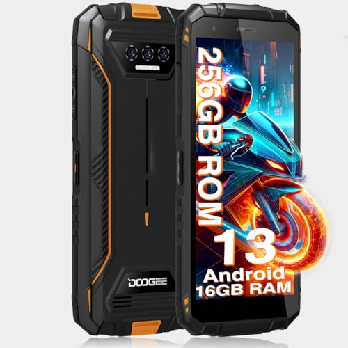 DOOGEE S41 Max (2025)256GB/1TB + 16GB Outdoor Smartphone Ohne Vertrag, 6300mAh,Android Outdoor Handy 5.5 HD+ Display, IP68/69K Wasserdicht Mobile Phone, Dual 4G SIM/NFC/OTG/GPS/Face ID/BT5.0/13MP+8MP