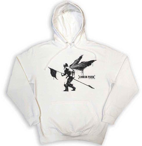 Linkin Park Street Soldier Felpa con Cappuccio Adulto Unisex (L) (Bianco)