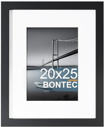 BONTEC Cornice portafoto da parete e da tavolo, 20 x 25 cm, design classico, con copertura in PET, display orizzontale e verticale, nero, confezione da 1