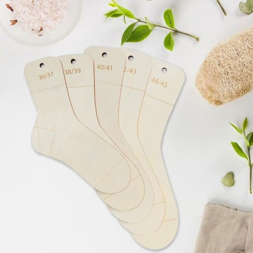 Sporgo Lot de 5 planches à chaussettes : taille 36-45 - Règle à tricoter - Planches à chaussettes avec indication de taille - Pochoir pour chaussettes, tendeurs de chaussettes, bloque-chaussettes,