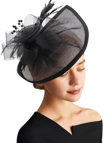 DRESHOW Fascinator Hatt Dam Teparty Hatt Vintage Pillbox Hatt för Flickor och Kvinnor Cocktail te Party Bankett Huvudbonad Bowler