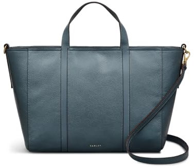 RADLEY London Knightsbridge Road Large Ziptop Top Handle Bag for Women, in Uniform Blue Grained Leather with Adjustable Strap