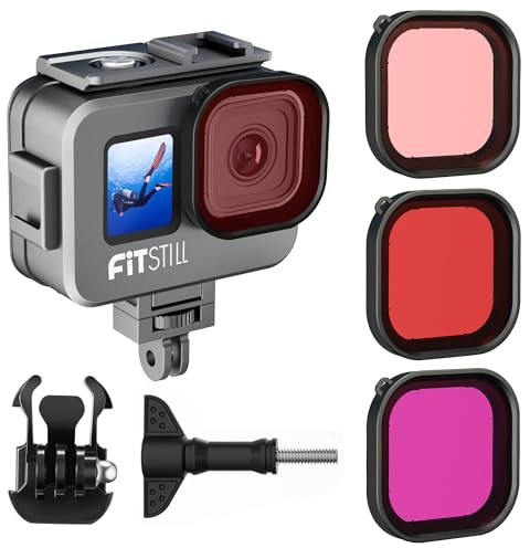 FitStill 80M/263FT wasserdichtes Gehäuse aus Aluminiumlegierung für Go Pro Hero13 /Hero12 /Hero11 /Hero10 /Hero9 Black (Für Hero 13/12/11/10/9 Taucheranzug)
