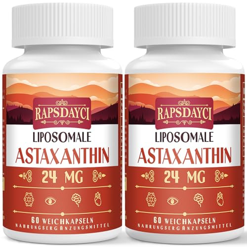 Liposomales Astaxanthin Weichkapseln -NON GMO - 60 Softgel-Kapseln für den täglichen Bedarf (60 Stück (2er Pack))