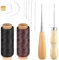 Ledergarn Ledernadel Set, Leder Nähset, 2 Rollen Reißfestes Garn mit Sattlernadel, 100m Leder Faden Wachsfaden mit Nähnadeln Nähahle, Leder Werkzeug für Lederhandwerk, DIY Sewing, Reparieren