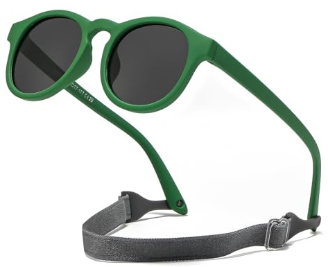 Suertree Lunettes de soleil polarisées pour enfants - Motif papillon - Protection UV - En caoutchouc - Pour filles et garçons - Âge 0-3 ans - Unisexe, vert