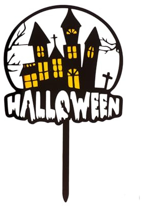 dekora – 1 Decoration Gateau Halloween, Cake topper pour décorer cupcakes, muffins, gâteaux, Maison hantée