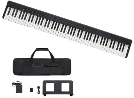 Ultratunt Keyboard Kompakt Digitalpiano Keyboard Med 128 Rytmer 128 Klanger Pedal Digitalpiano Lättvikt, För Barn Piano För Träning Hemma(Black)