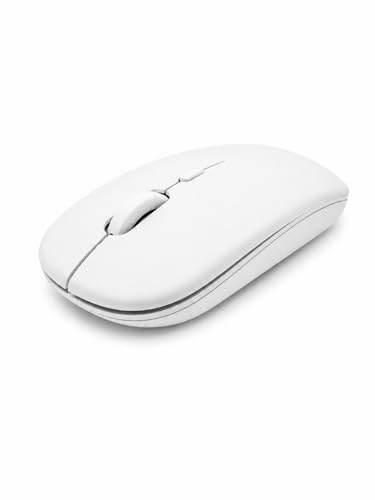 Generico Mouse Wireless Bluetooth Sottile e Silenzioso – Design Leggero e Portatile per Ufficio, Casa e Viaggio – Compatibile con Dispositivi Bluetooth – Batteria non Inclusa (Bianco)