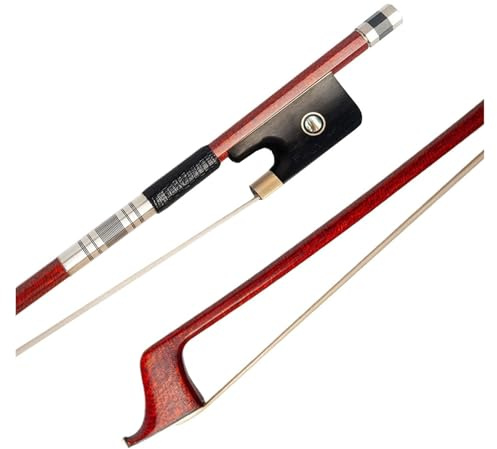 Arco híbrido de Pernambuco, núcleo de fibra de carbono, rana de ébano, crin Natural for violín/viola/violonchelo/contrabajo(4-4 Cello Bow)