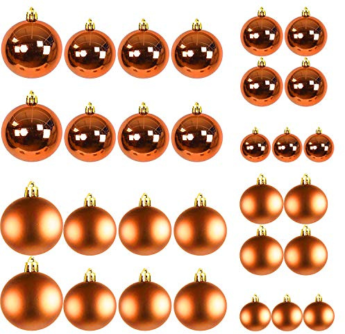 Mojawo Lot de 30 pièces Boules de Noël en forme de boules de Noël Orange Ø 4/5/6/7 cm
