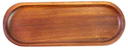 Handgefertigtes kleines ovales Stifttablett aus Holz, Naturbraun