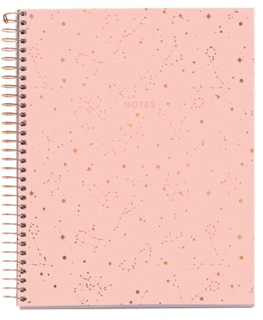 Miquelrius M Fashion 4 Subject Spiral Notebook, Lined A5-8.25 x 5.87 120 Sheets White Heavyweight Paper, Subjects Separated by color, 2 Hole Punched, Micro-Perforated, Constellations Design