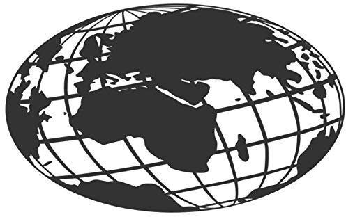 Adesivo con mappamondo generico per camper, 20 cm 30 cm e 50 cm, con griglia adesiva (282/2) (oro lucido, 12 x 20 cm)