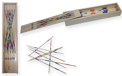 FLYPOP'S - Mikado - Jeu d'Adresse - 140746G - Multicolore - Bois - 2 à 6 Joueurs - Jouet Enfant - Jeux de Société - Jeux de Voyage - 18 cm x 1 cm - À Partir de 4 Ans