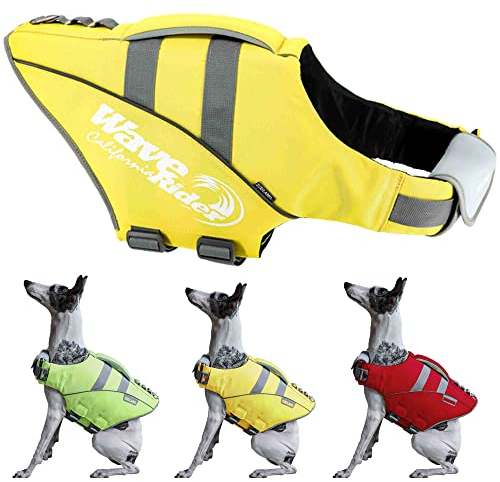 ZOOLAND Schwimmweste für Hunde, Rettungsweste mit Reflexstreifen Verstellbarer Gürtel für Hunde mit Griff zur Rettung beim Schwimmen Gelb XS