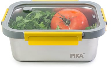 Pika - Boite alimentaire en inox et couvercle en verre trempé – Hermétique et légère – Compatible micro-ondes, four, congélateur – MetalShock (1780 ml)