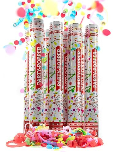 Party Factory – Konfettikanone Luftschlangen Konfetti Party Popper 10er Set – Partygadgets Konfetti Kanone 40cm mit Schnipseln für Hochzeit, Geburtstag oder Silvester – Bis 8m Flughöhe
