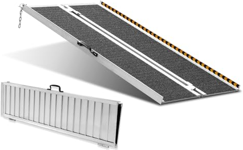 VEVOR Tragbare Rollstuhlrampe, 121,92 cm 363 kg Tragkraft, rutschfeste Aluminium-Klappschwellenrampe, Faltbare Rampe für Mobilitätsroller, Rollstuhlrampe, für Hausstufen, Treppen, Türen, Bordsteine