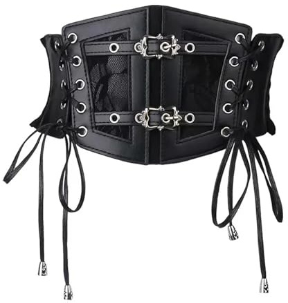 YDYAENIO Cinturones de corsé elásticos de Encaje for Mujer, Fajas elásticas Anchas, Vestido gótico Punk, cinturón de corsé, Pretina Blanca Grande para Vestidos Camisas Abrigos(Black Corset)