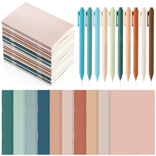 Eaasty 20 Set Mini Notebooks with Ballpoint Pens Bulk Employee Appreciation Day Gift Small Pocket Notepads Composition Journals and Pens for School Teacher Students Supplies(Healing Series Color)