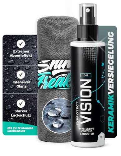 Auto Versiegelung Set: FX Protect Vision Coating C12 Keramikbeschichtung 30ml + Shiny Freaks Mikrofasertuch - Keramikversiegelung Auto & Sprühversiegelung mit Langzeitschutz & Glanz für alle Lackarten