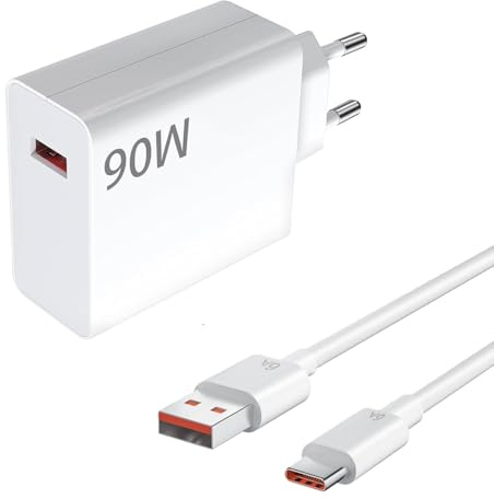 Hobeiy Cargador Rápido 90W para Xiaomi 15t 15 14, Redmi Note 14 13 12, Poco F7 Ultra, con Cable USB C 6A 1M, Adaptador de Carga Compatible con Otras Marcas