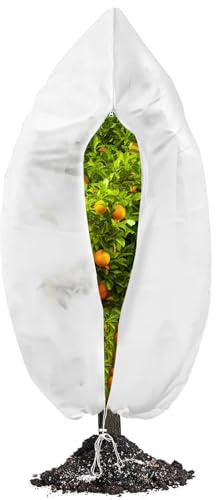 Dryxog Tessuto Non Tessuto per Piante Non per Piante l'inverno Copertura in con Coulisse Coperture Calde da Giardino All'aperto Protezione con Coulisse e Cerniera 80x100CM
