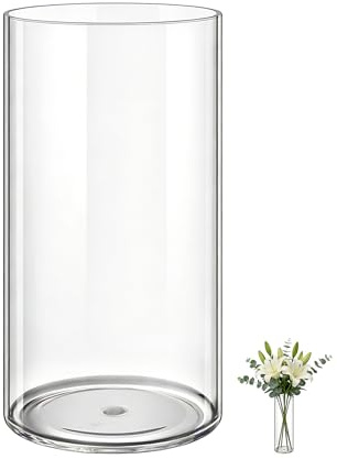 MELEJIA Clear Acrylic Vase, Unbreakable Transparent Flower Vase, Thickened Cylindrical Decorative Vases, Multi Size Options for Home Table Wedding Office Bathroom Decor-15 * 40cm
