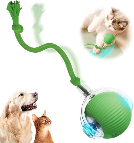 HOIDOKLY 2026 Nuevo Juguetes Interactivos para Perros y Gatos, Pelotas, Balón Rodante Inteligente Automático de 360°, Pelota Rodante, Juguete Perseguidor Duradero de Movimiento Rápido (Verde)
