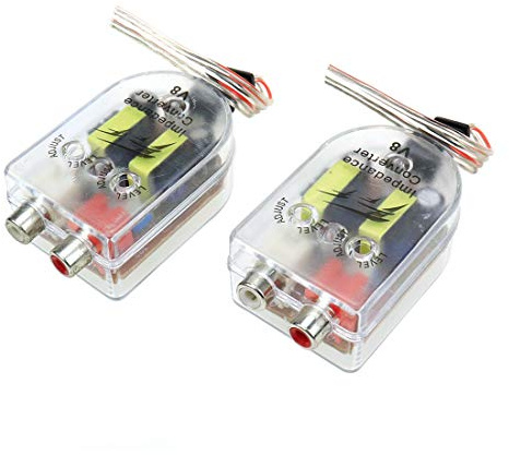 AUTUT 2 Pcs High to Low Speaker Impedance Converter Audio Signal Adapter for Speaker Output to RCA Line Control Car Amplifier Wiring