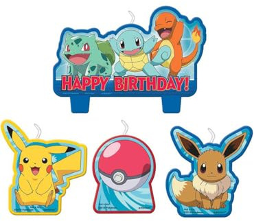 amscan Pokemon Birthday Character Candle Set - 4 pcs