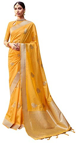 Sarees For Women Cotton Art Silk Woven Saree ||Ethnic Traditional Indian Wedding Gift Sari with Unstitched Blouse