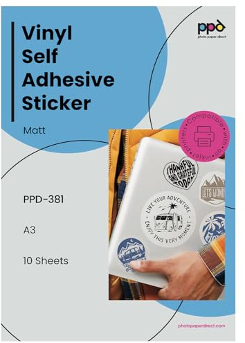 PPD 10 x A3 Inkjet PREMIUM Vinyl Aufkleberfolie Bedruckbar, Weiß, Matt, Selbstklebend PPD-381-10