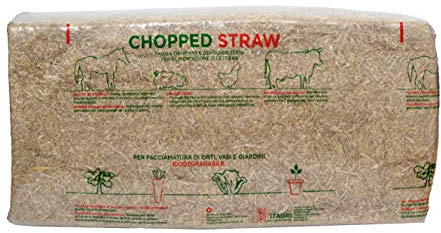 Lettiera in paglia per Cavalli, Roditori, Gatti, balletta da 19 Kg (330 lt) CHOPPED STRAW