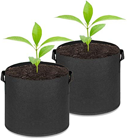 2 Pack Vegetable Grow Bags 5 Gallon Black, Plant Grow Bags Non-woven Fabric Plant Pots with Handles, Garden Planter Container for Indoor Outdoor Gardening Vegetable Flower Plant Fruits Potato