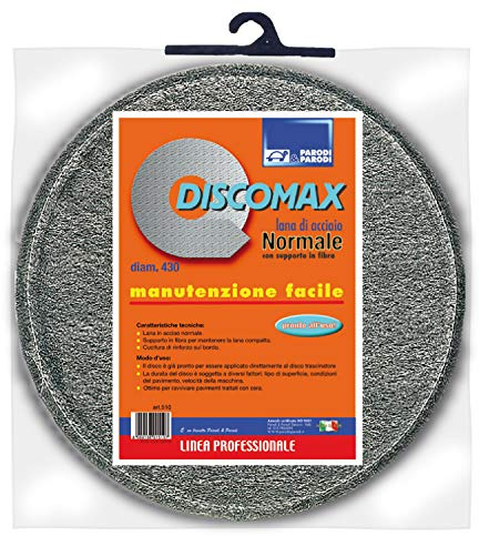 Parodi&Parodi pulidora Discomax, Suelos Soporte, Lana de Acero, diámetro 430 mm, Listo para ser aplicado al Disco de Arrastre, Ideal para Mantenimiento Ordinario 3, Ninguno