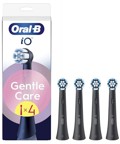 Oral-B Series iO Gentle Care Cabezales De Recambio Originales, Pack de 4 Recambios Negros Para Cepillos De Dientes Eléctricos Oral-B iO, Cepillado Suave, Apto Para Encías Sensibles