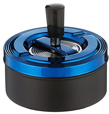 Angelo Schleuderaschenbecher/Drehascher schwarz/blau-metallic, 11 cm