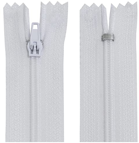 Aerzetix - C63477 - Set di 10 Cerniere Lampo a Spirale N°3 Non separabile 45cm in Nylon - cursore autobloccante in Metallo - Colore Bianco - Abbigliamento Cucito Pantaloni merceria