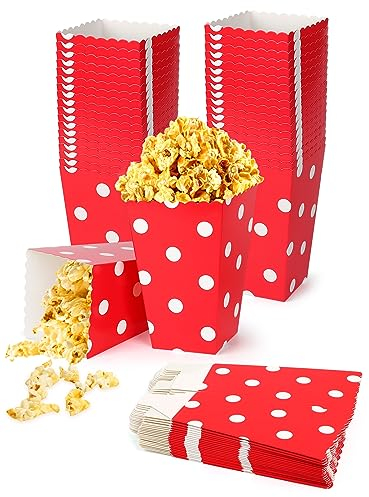 Furuising 40Pcs Boite Pop Corn, Petite Popcorn Boîtes, Pot a Pop Corn，Carton Bonbon Conteneur pour Anniversaire Fêtes Noël Mariages Cinéma Collations Cadeaux Frites Candy (Rouge à Pois)