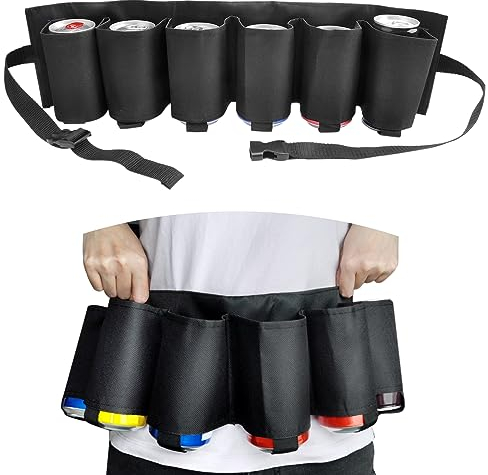TNSLAND Cintura Porta Birre Cintura Portabirra Cintura Portabottiglie Birra Birra Regolabile Cintura Utile Cintura Birra per Feste Campeggio Viaggi Arrampicata Escursionismo All'aperto (Nero)