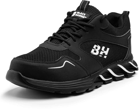 Black Hammer Steel Toe Cap Safety Trainers for Men with Midsole Protection Water Resistant Work Shoes 2500 (9 UK) Black