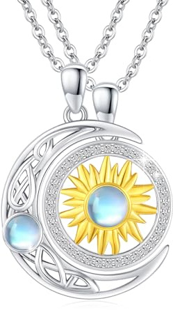REDSUN Yin Yang, collana in argento Sterling con sole e luna, ciondolo a forma di elefante per coppia, collana BFF, 2 pezzi, gioielli regalo per donna e uomo, Argento sterling