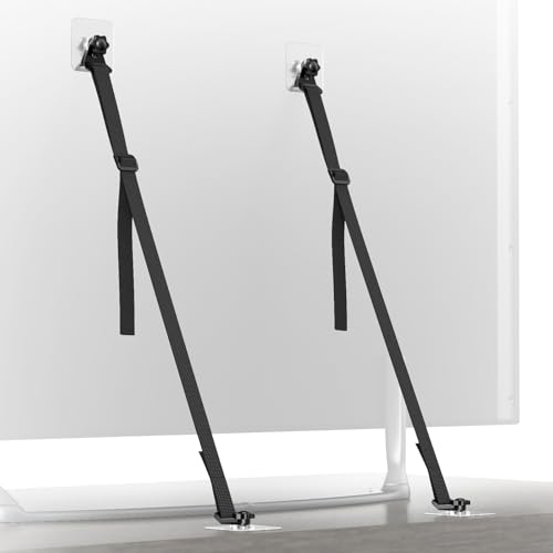 PUTORSEN TV-Sicherheitsgurte, verstellbar, kein Bohren, Anti-Kipp-Möbelanker für Babysicherung, Klebe-/Schraubbefestigung, Möbel-Wandanker, Erdbebenbänder, 2 Stück