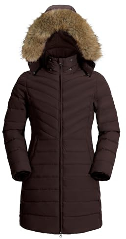 Pioneer Camp Manteau Femme Hiver Chaud avec Capuche Coupe-vent Imperméable Doudoune Longue Veste MatelasséE 2 Zippée Rembourré Manteaux Fermetures Éclair Latérales Parka