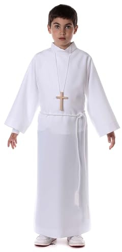 Holyart Abiti Prima Comunione: Kit Prima Comunione vestina Coprente Zip Croce cingolo in Primis, 110 cm (43.5 INC.)